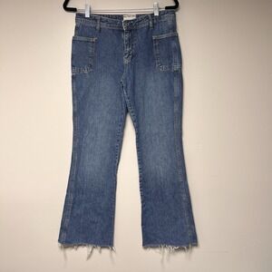 We The Free Denim Flare Jeans Blue Raw‎ Hem Size 28